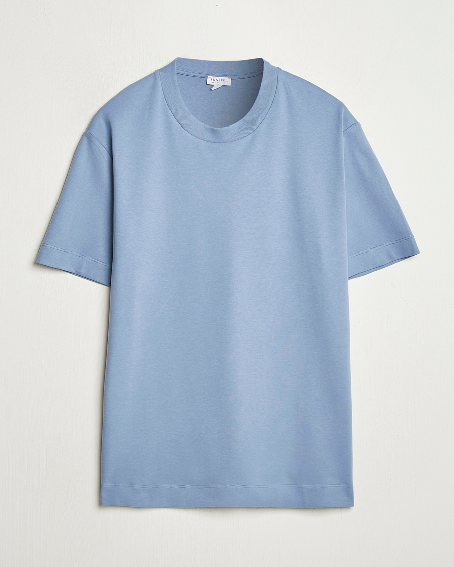 Sunspel Heavy Weight Supima Cotton T-Shirt Vintage Blue