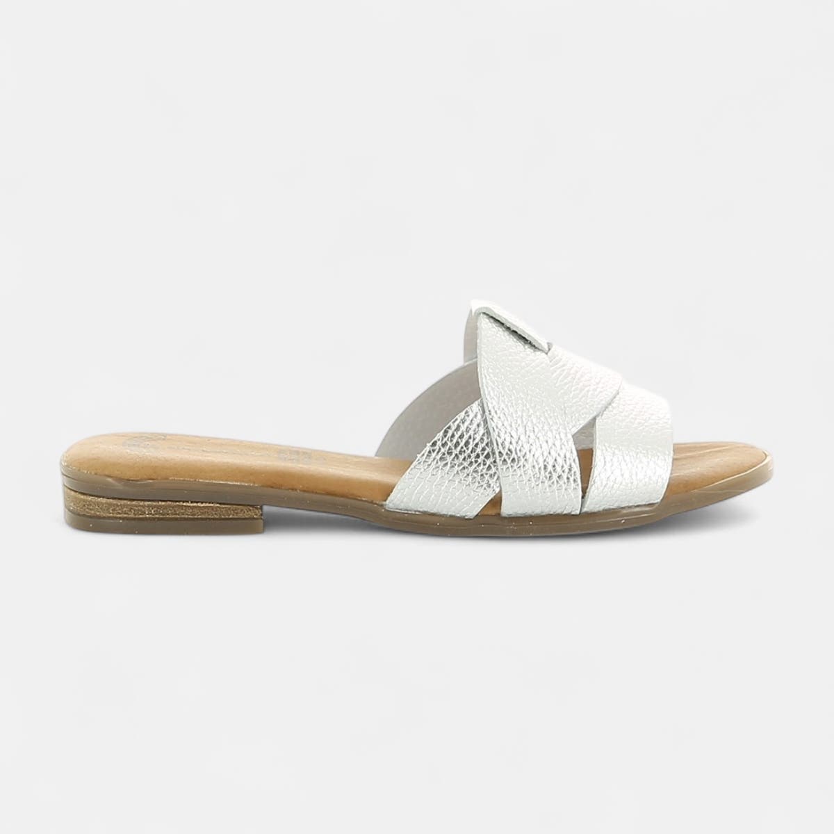 Mules Femme en cuir argent