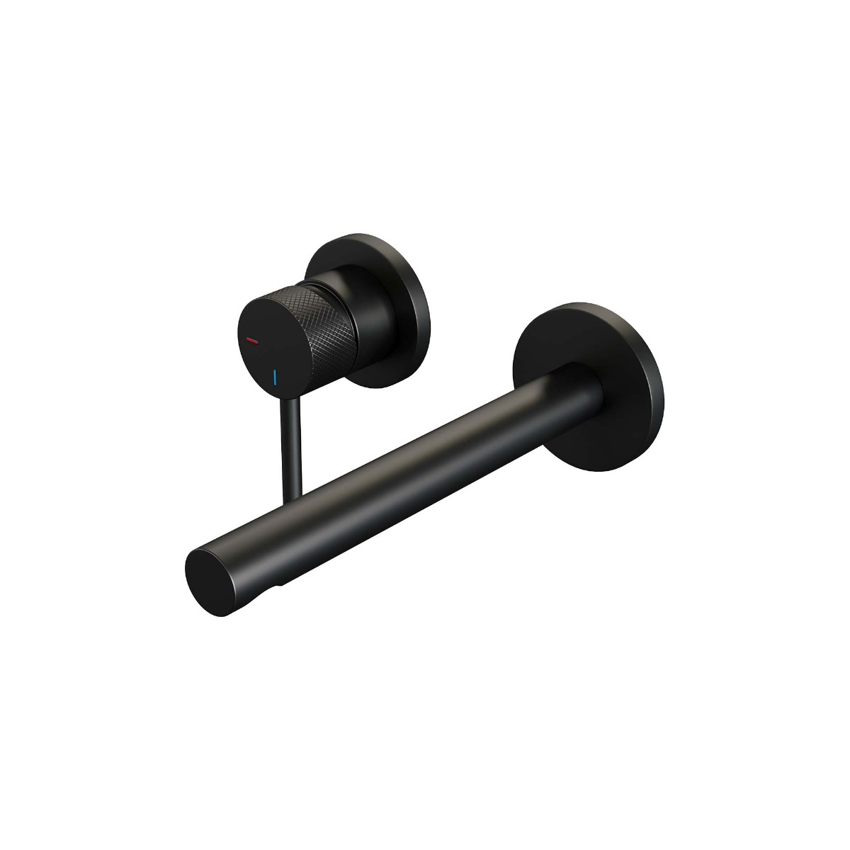 Brauer Black Carving inbouw wastafelkraan met rechte uitloop, lange handgreep en ColdStart mat zwart links