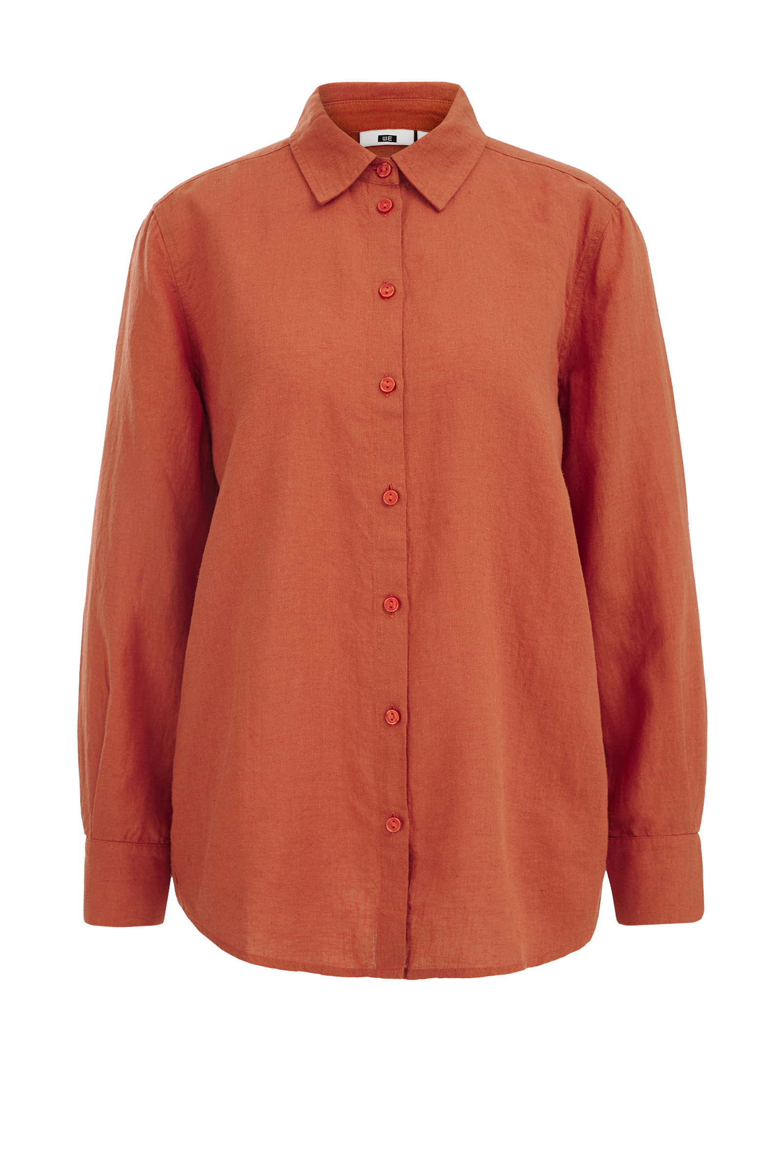 overhemdblouse van linnenmix WE Fashion Kaneelbruin