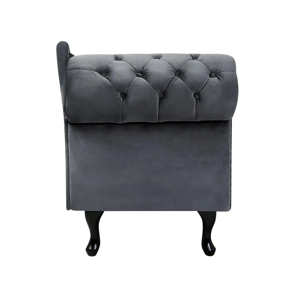 NIMES - Chaise longue - Grijs - Linkerzijde - Fluweel