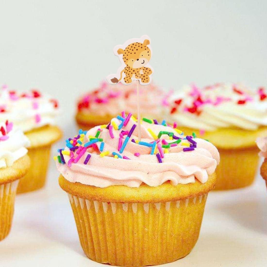 (24-tlg. Set) Kuchenstecker Kinder Tortenstecker Topper Dekoration für Torten / Kuchen - Wilde Tiere