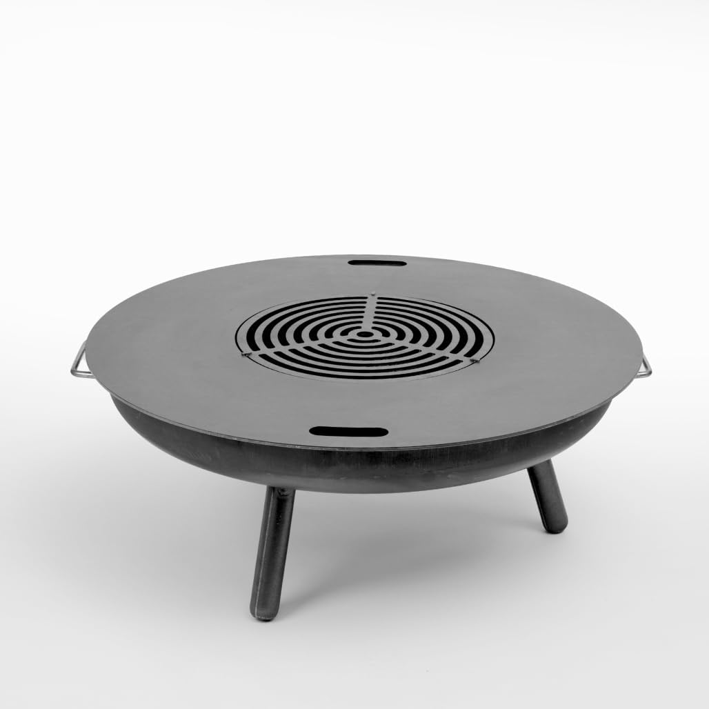 Czaja® Feuerplatte 60 cm mit Grillrost| Grillring | Grillplatte | Plancha - 5mm Stark - Ideal für Feuerschale, Stahlfass, Öltonne, Feuertonne, Stahltonnen Kugelgrills