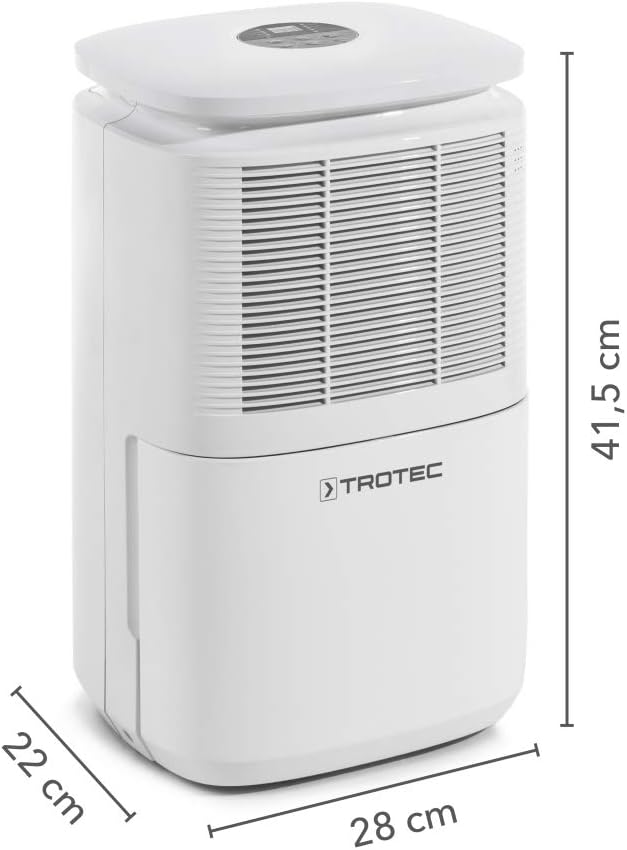 TROTEC TTK 30 E Déshumidificateur d'air, Déshumidificateur Electrique, Déshumidificateur Portable, Absorbeur d'humidité, Déshumidification Max. 12 l/j, pour 15 m² Max., Hygrostat intégré