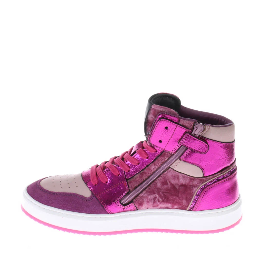 Hip leren sneakers roze/paars