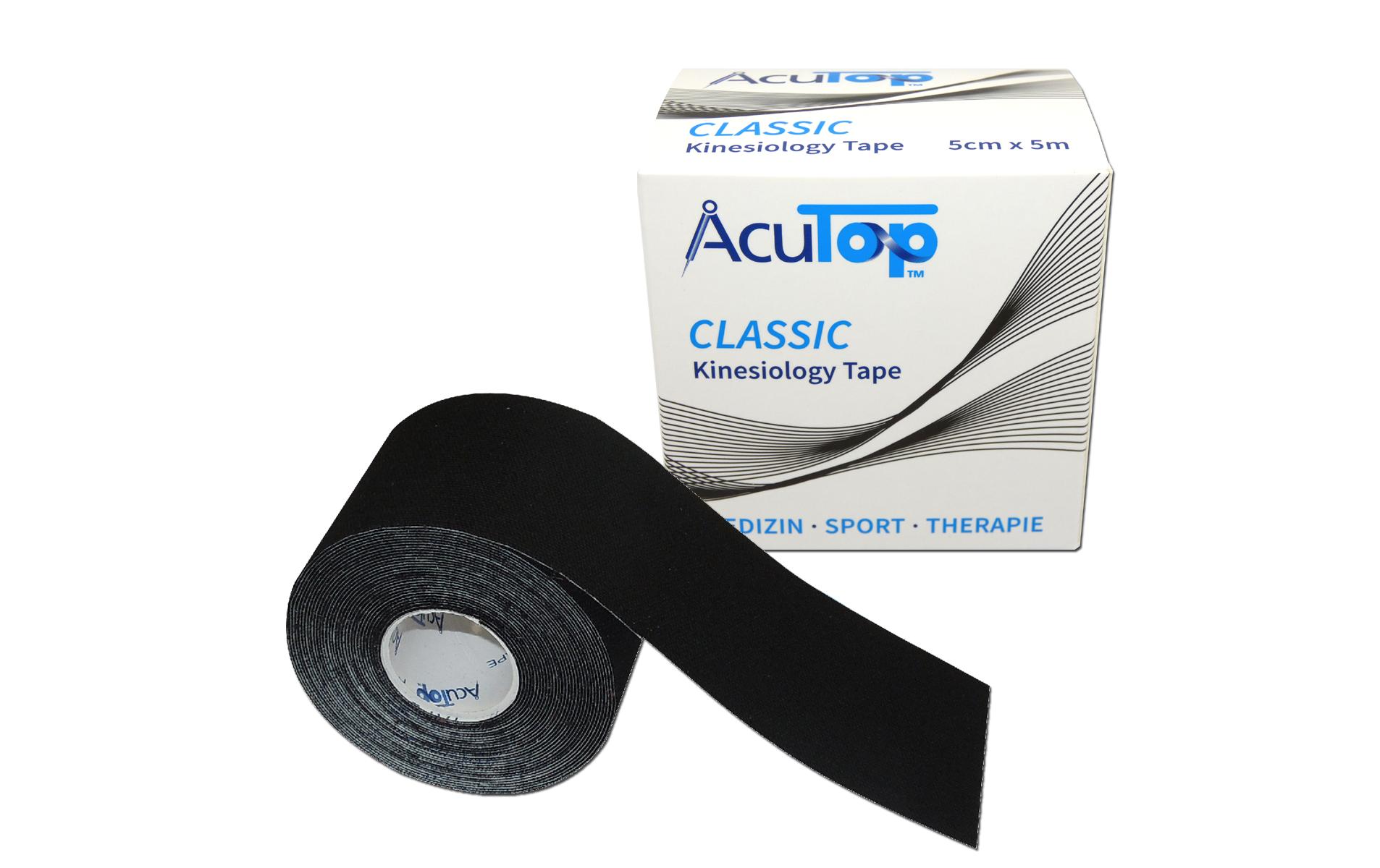 Classic Kinesiology Tape 5 cm x 5 m, SchwarzKinesiotape aus Baumwolle ohne Latex