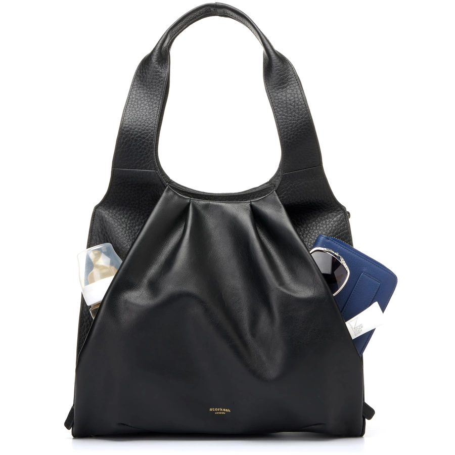 storksak Wickeltasche Kaia Leather Black