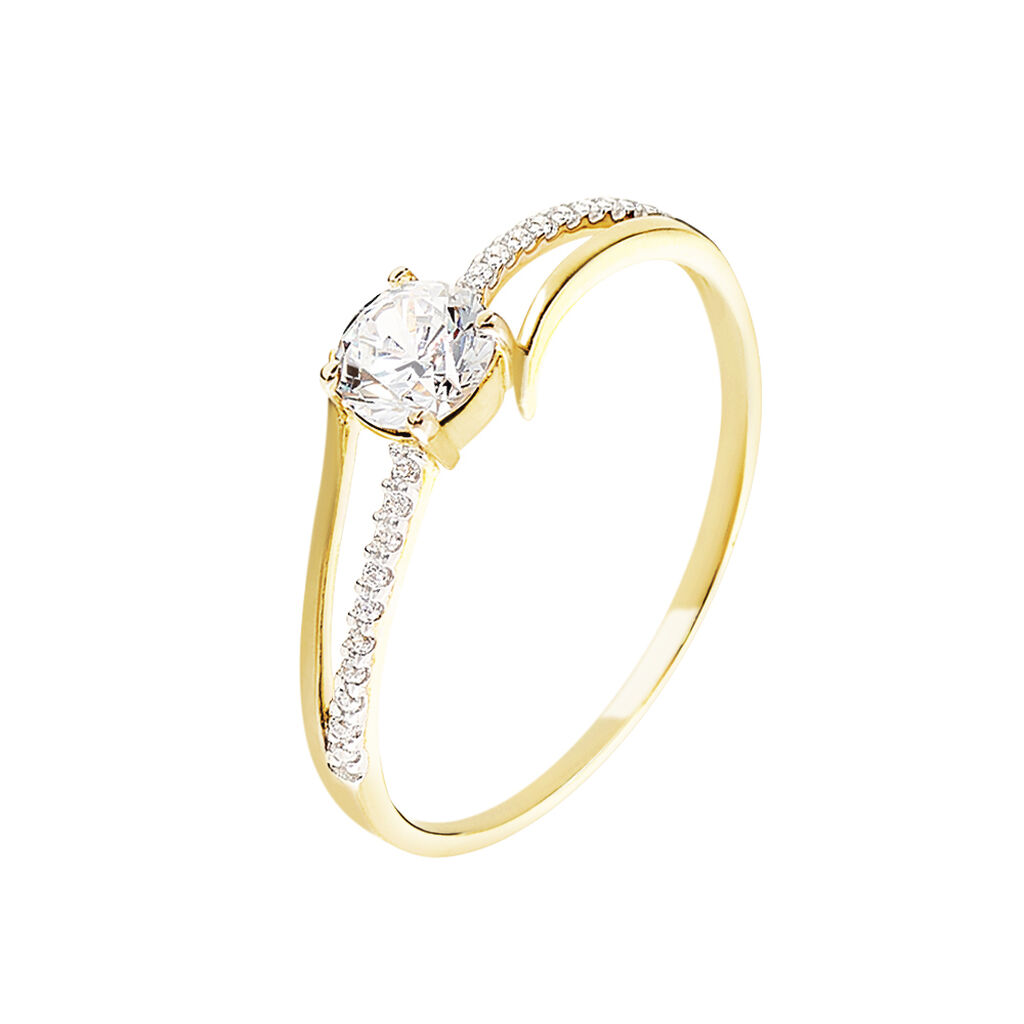 Bague Solitaire Abelia Or Jaune Oxyde De Zirconium