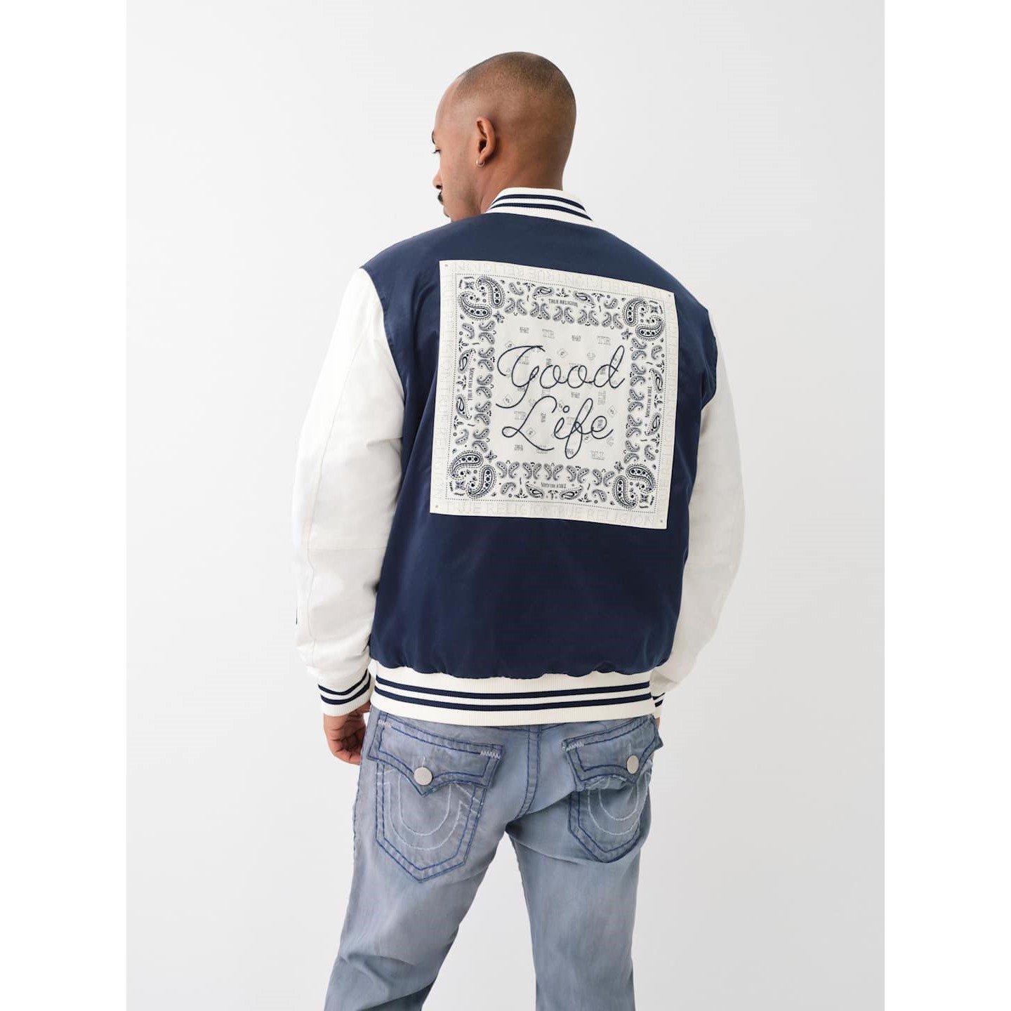 True Religion Navy Good Life Bomber Jacket