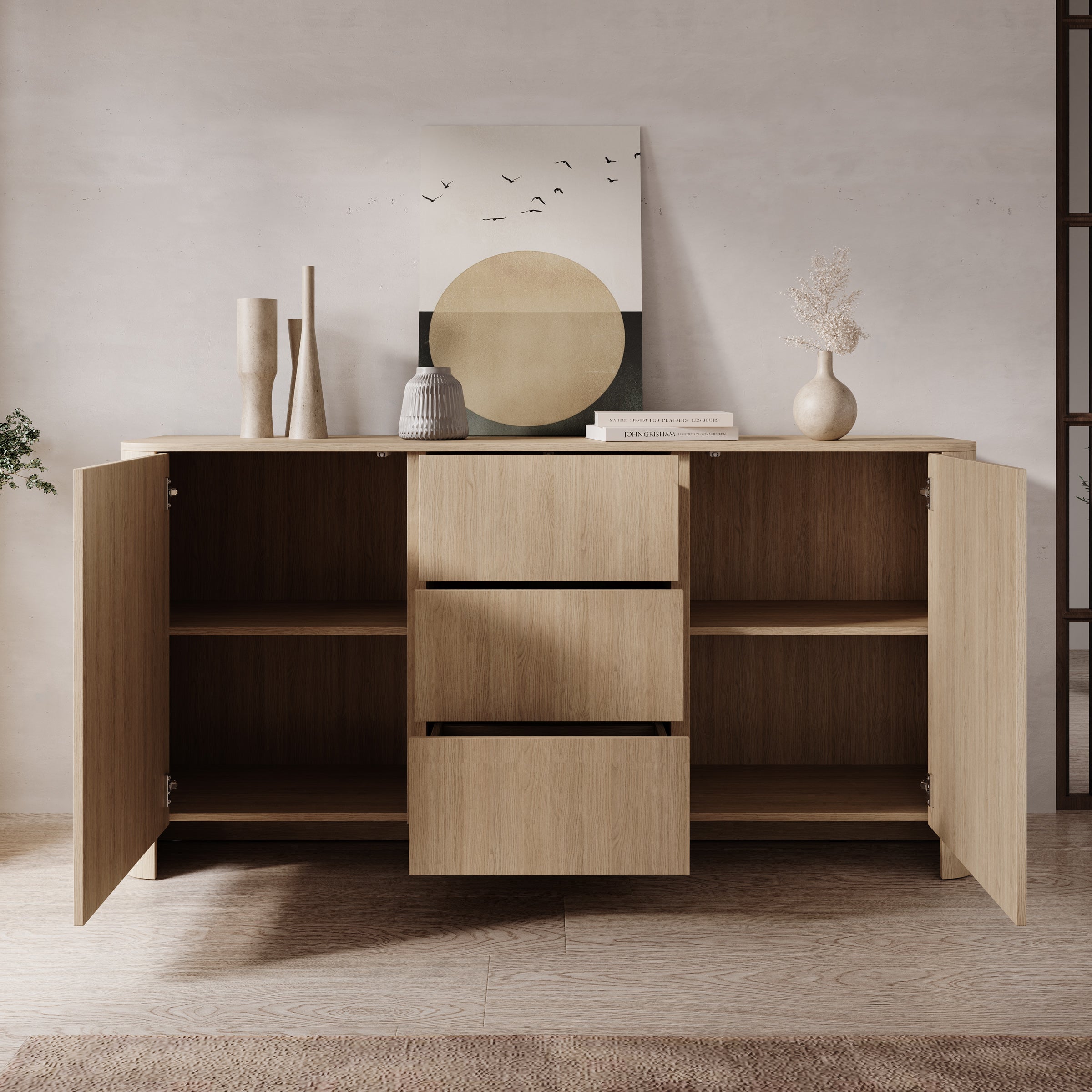 Meubella - Barbados - Dressoir - Eiken - 168x39x84 cm