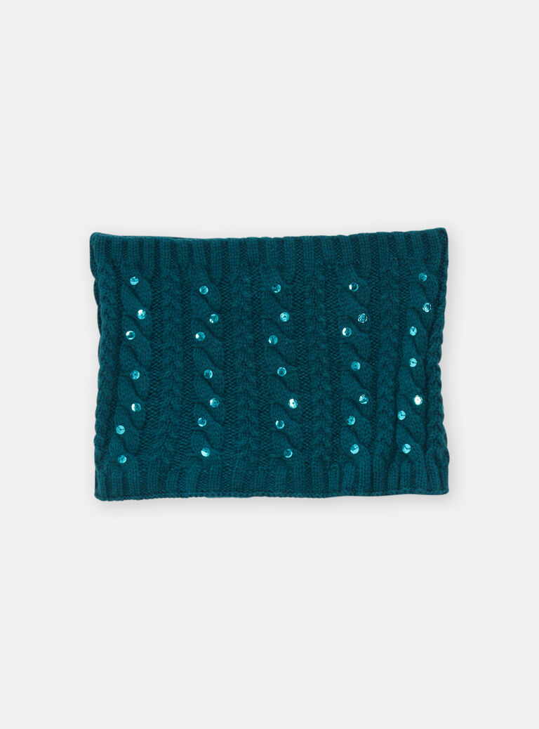 Snood en tricot bleu canard pour fille