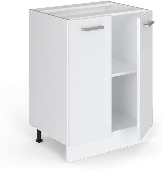 Vicco Küchenunterschrank R-Line, Weiß Hochglanz/Weiß, 60 cm ohne Arbeitsplatte