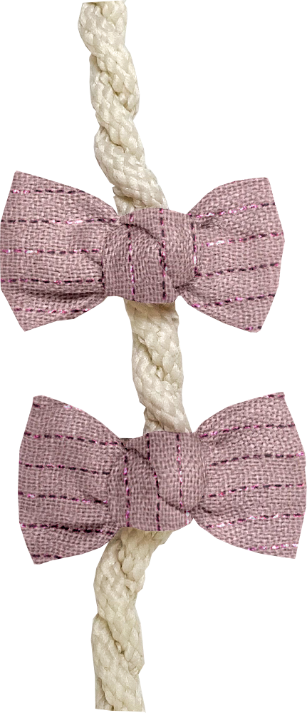 Barrettes Clic-Clac Petits Noeuds Gaze Lurex Rose