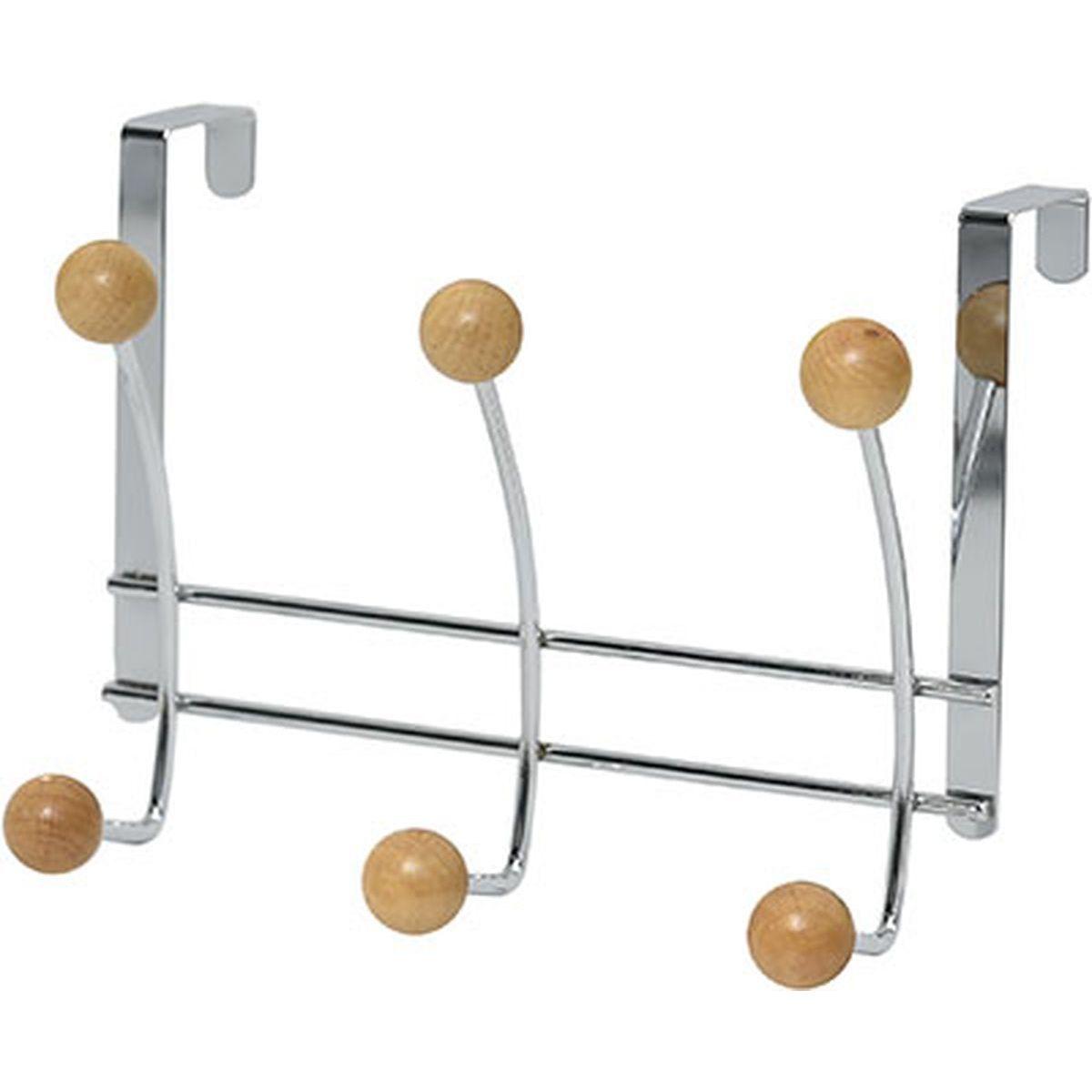 PATERE METAL 6 CROCHETS  CHROME BOIS