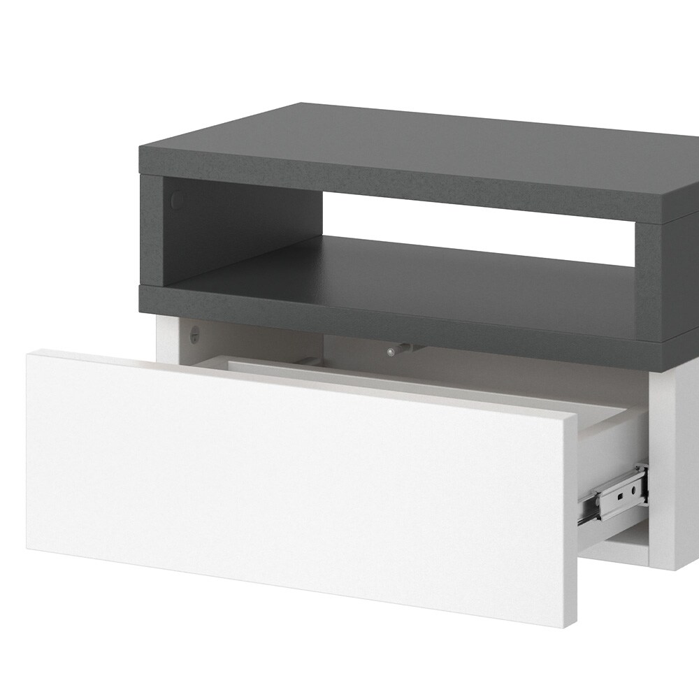 Vicco 2er Set Nachttische Urbano, 45x28cm, Weiß Anthrazit, Kommode mit Schublade