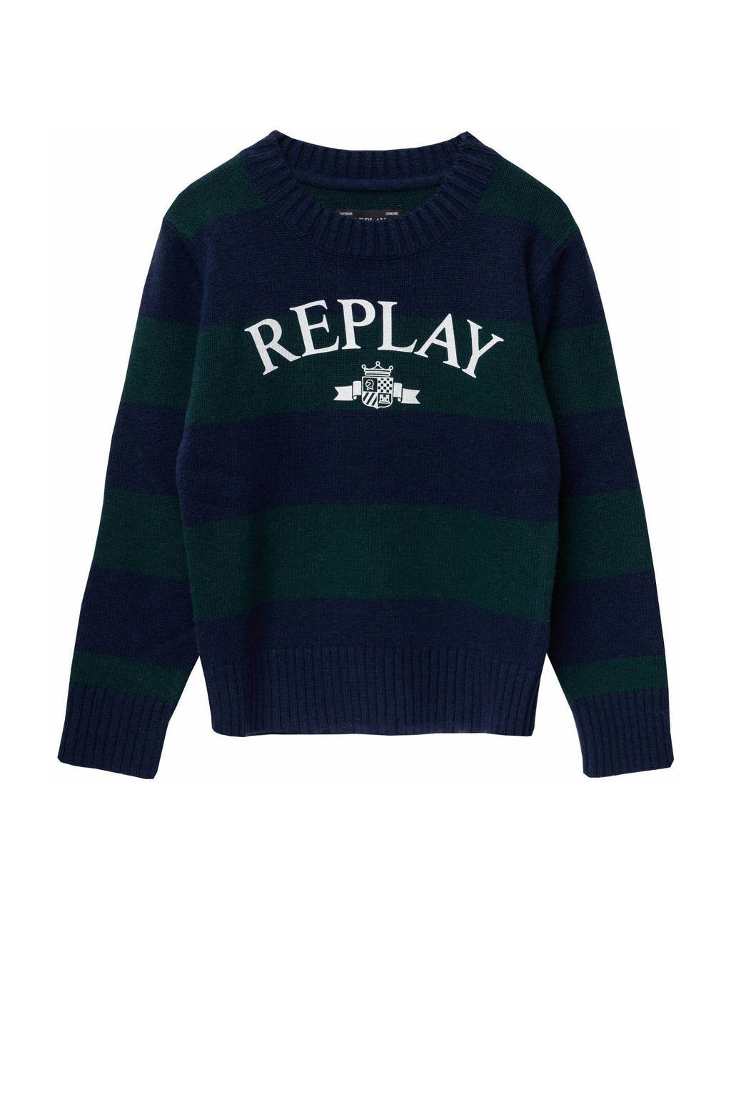 REPLAY wol gebreide trui donkerblauw