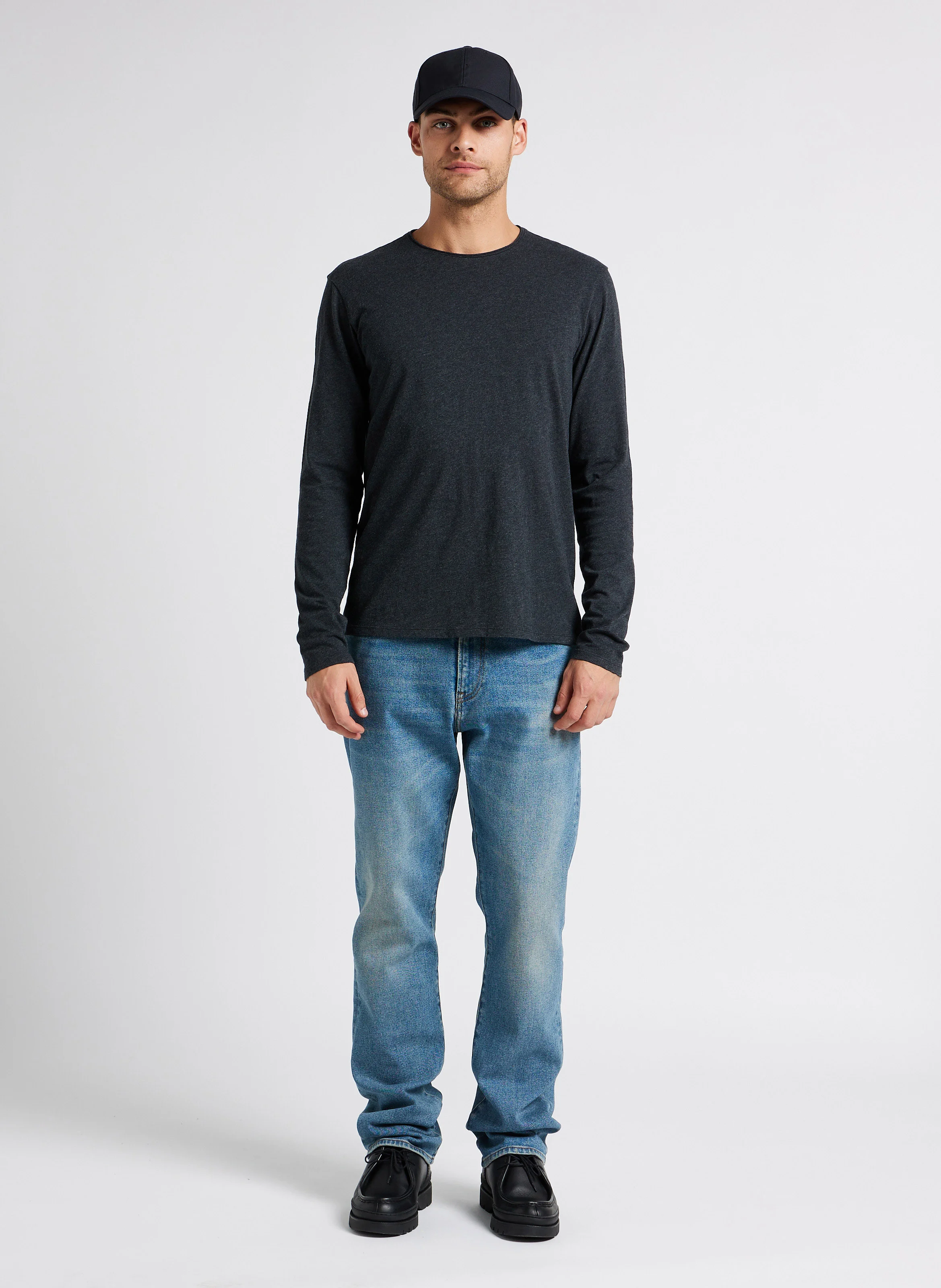 Tee-shirt col rond en coton| Gris