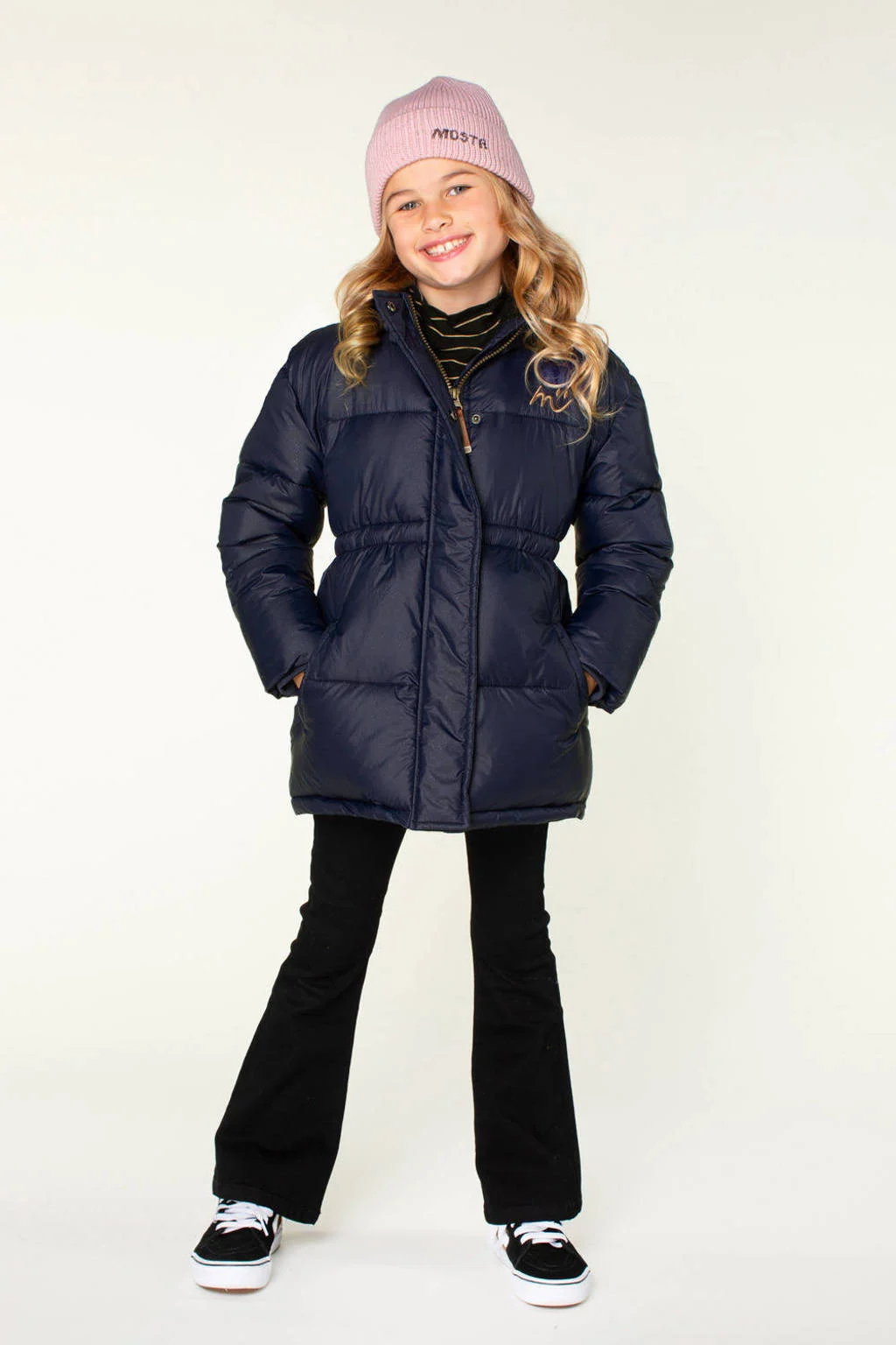 Moodstreet gewatteerde winterjas Juna donkerblauw