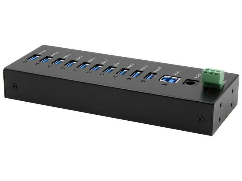 Exsys USB-Hub EX-11230HMS 10-Port USB 3.0 HUB für Tisch, Wand- und DIN-Rail Montage