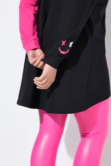 Long-Sweatshirt, Loose Fit, 1 Ärmel in Pink, schwarz