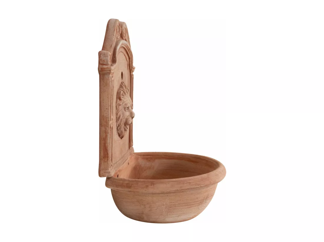 BISCOTTINI Fontaine Murale - Finition Terre Cuite Toscane - Jardin - Mobilier Mural - Terrasse - Décorative - 45x37x65cm