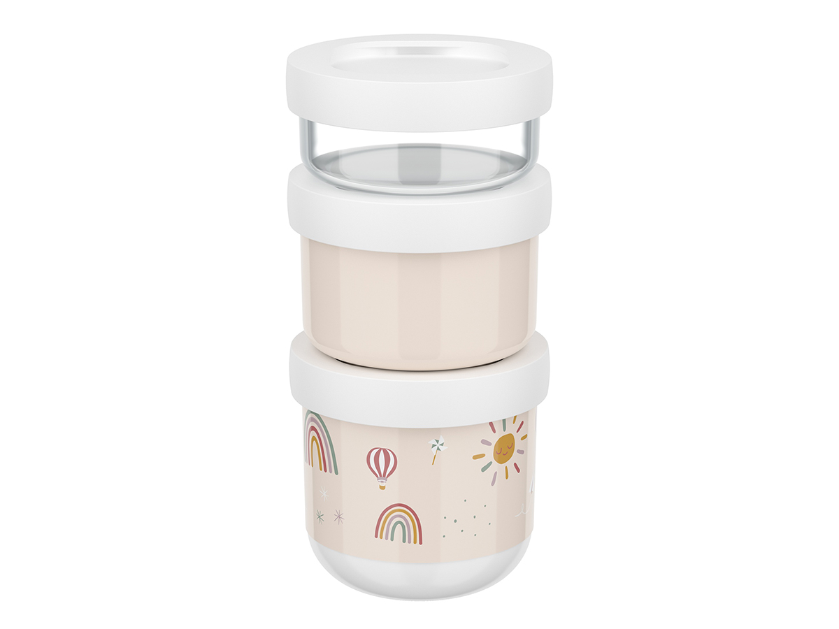 Mepal Mio 550 ml 3-delige stack snackbox - Sunshine & Rainbow