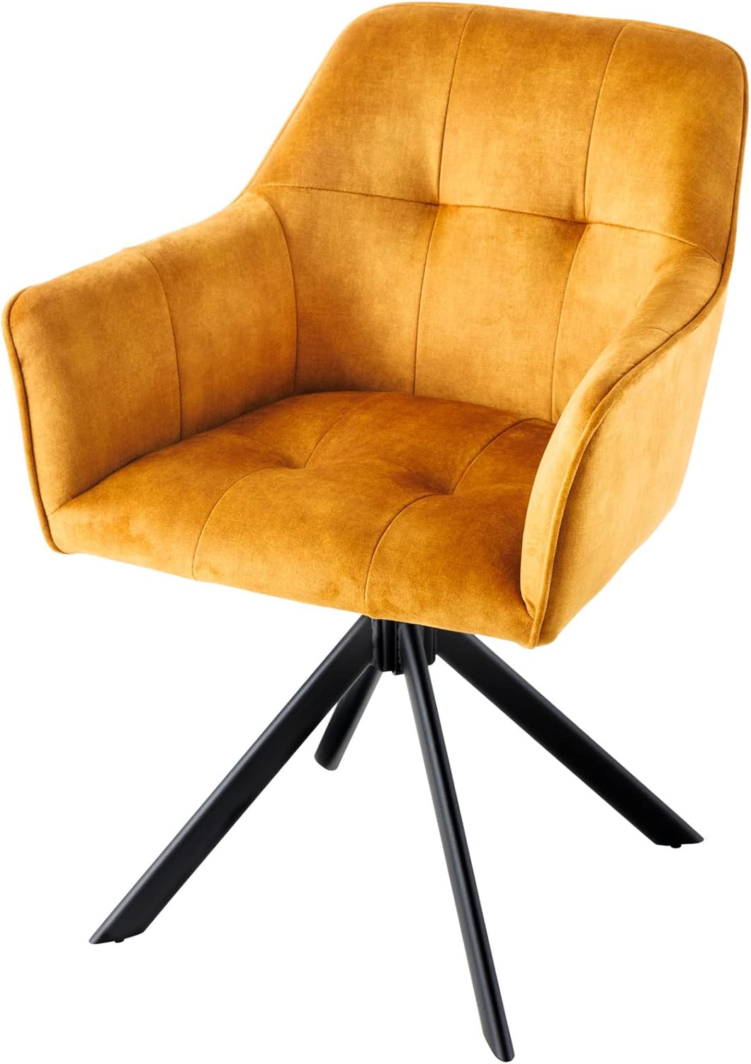 riess-ambiente.de Design Stuhl LOFT senfgelb Samt drehbar Metallgestell schwarz mit Armlehne