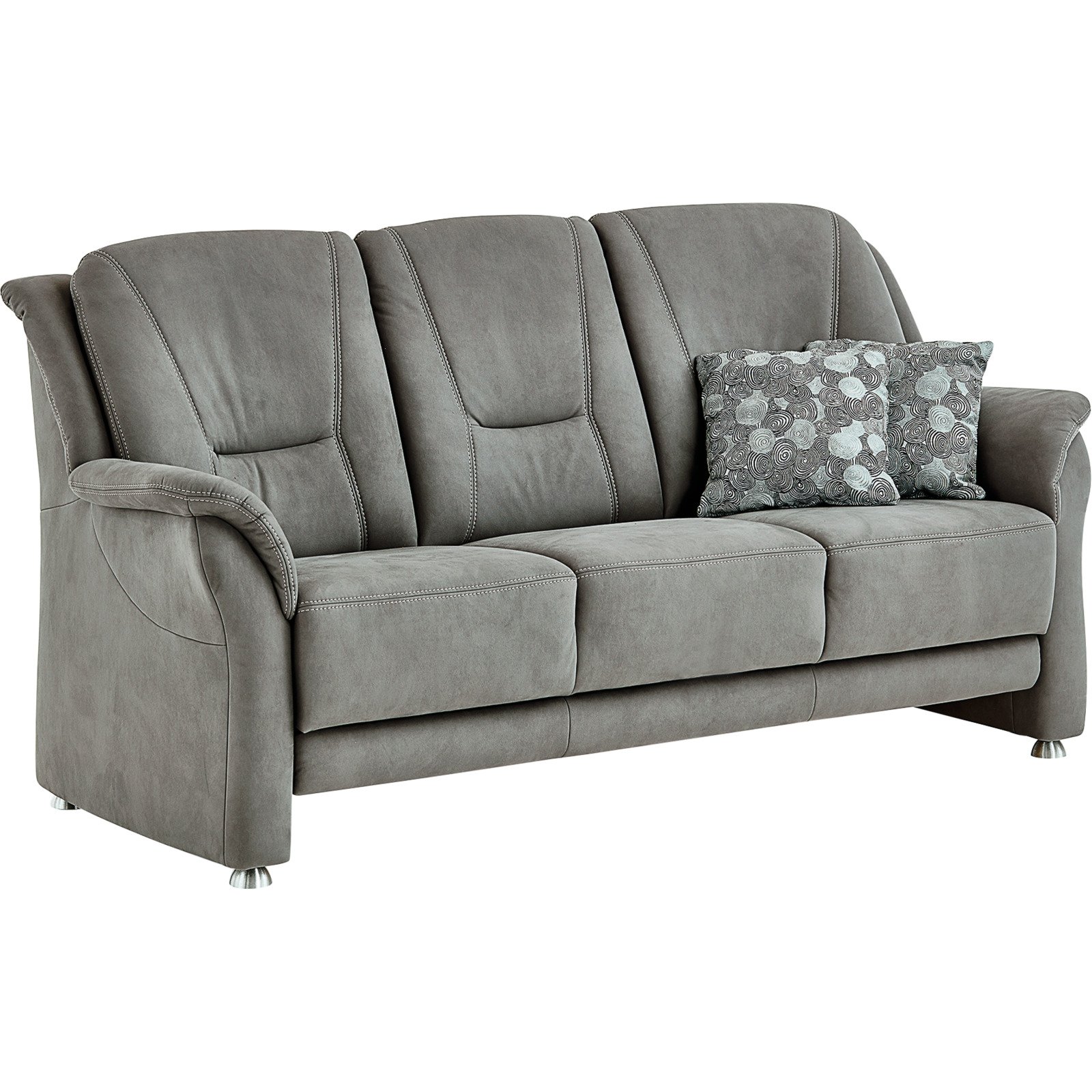 3er-Sofa Mainz Stoff grau, Boxspring-Polsterung