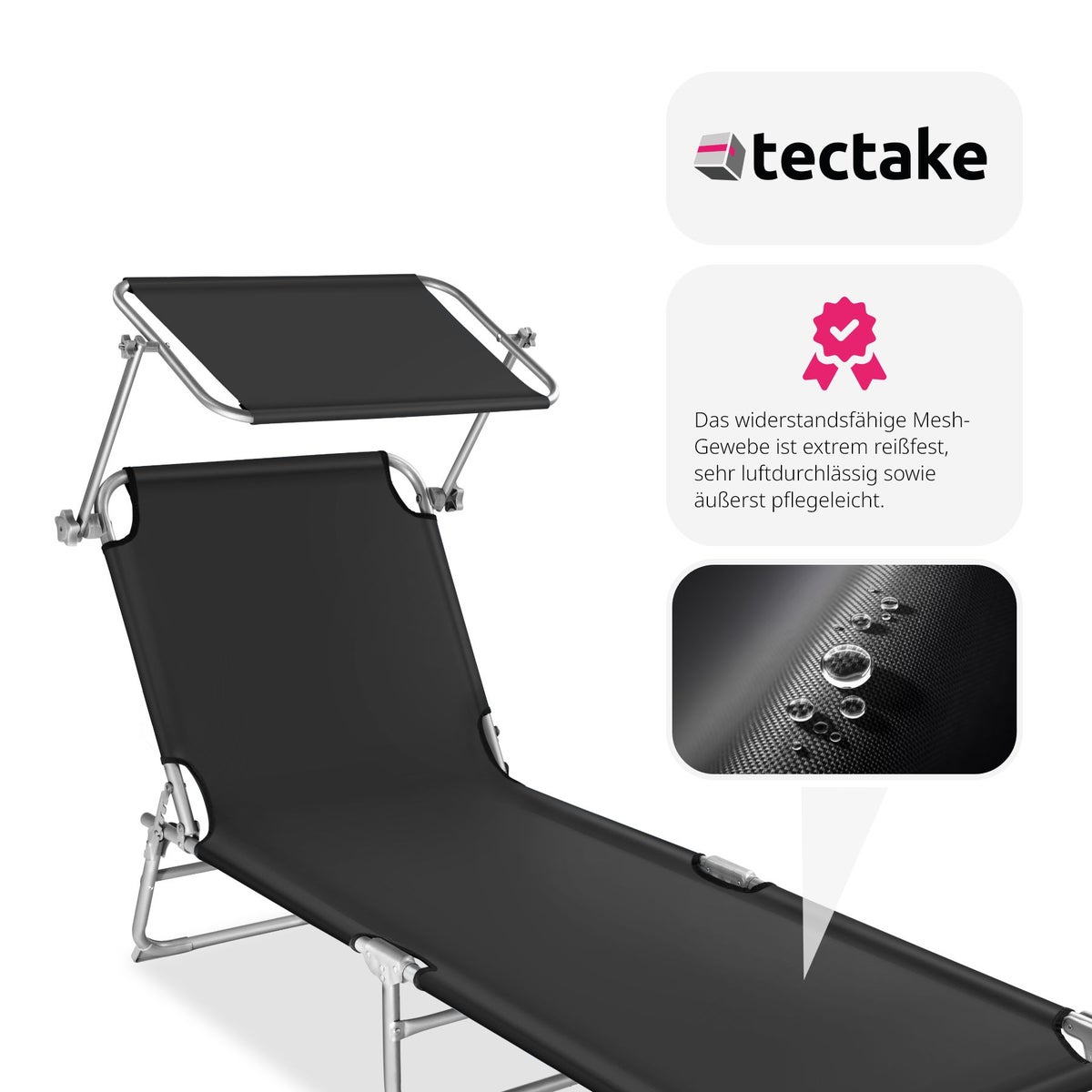 tectake opvouwbare tuinligstoel 190 x 68 x 28 cm