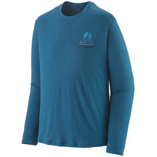T-shirt randonnée PATAGONIA M'S L/S CAP COOL MERINO GRAPHIC SHIRT SLOW GOING WAVY BLUE