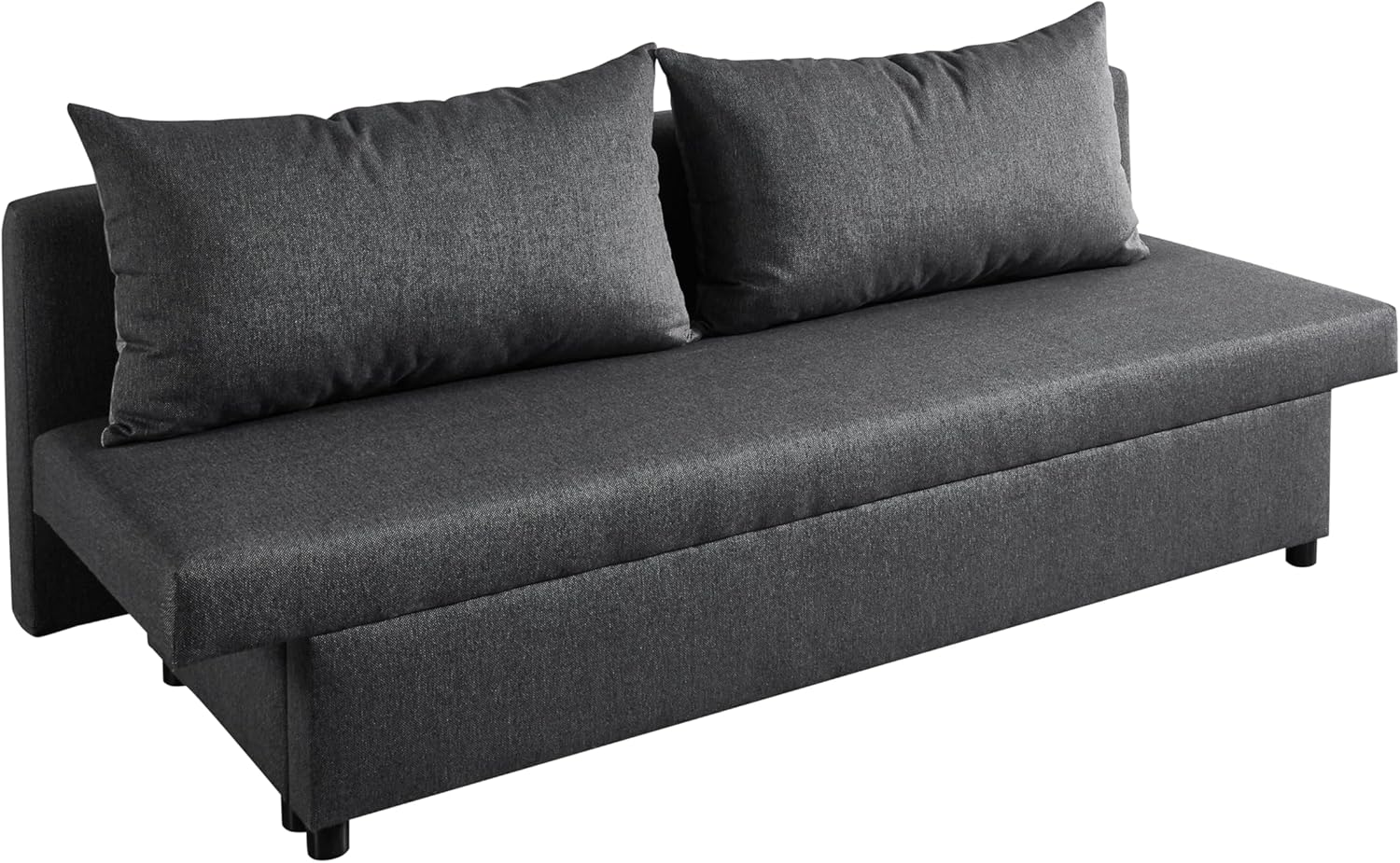 Betten-ABC Trendy Klappsofa mit Schlaffunktion – Platzsparendes Schlafsofa mit zweifarbigen Rückenkissen, Komfortschaum-Polsterung, Stabilen Kunststofffüßen, Anthrazit, 191x72x73 cm