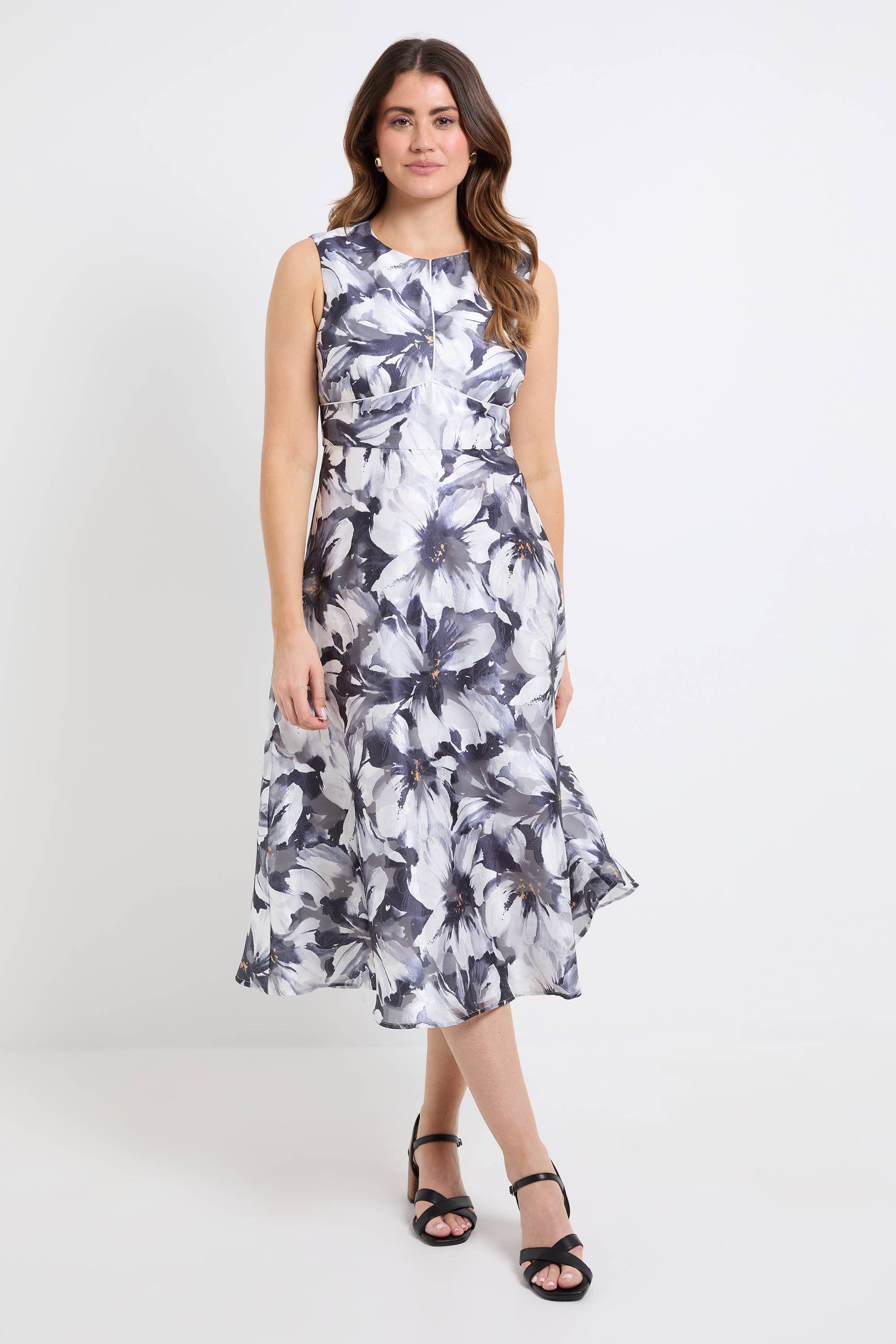 Wallis Robe Midi Sans Manches À Motif Floral Dévoré