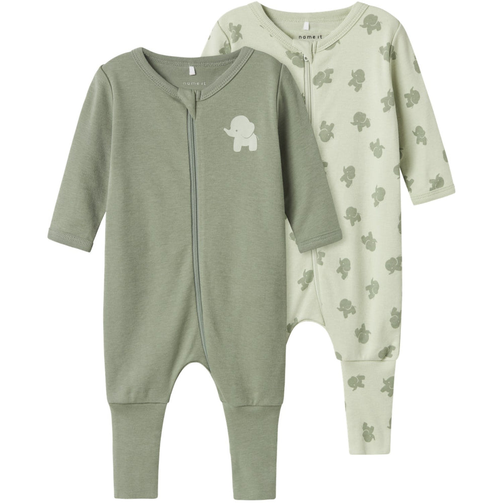 Køb Name It Sea Foam Natfdragt 2-pak Zip Sea Elephant Noos
