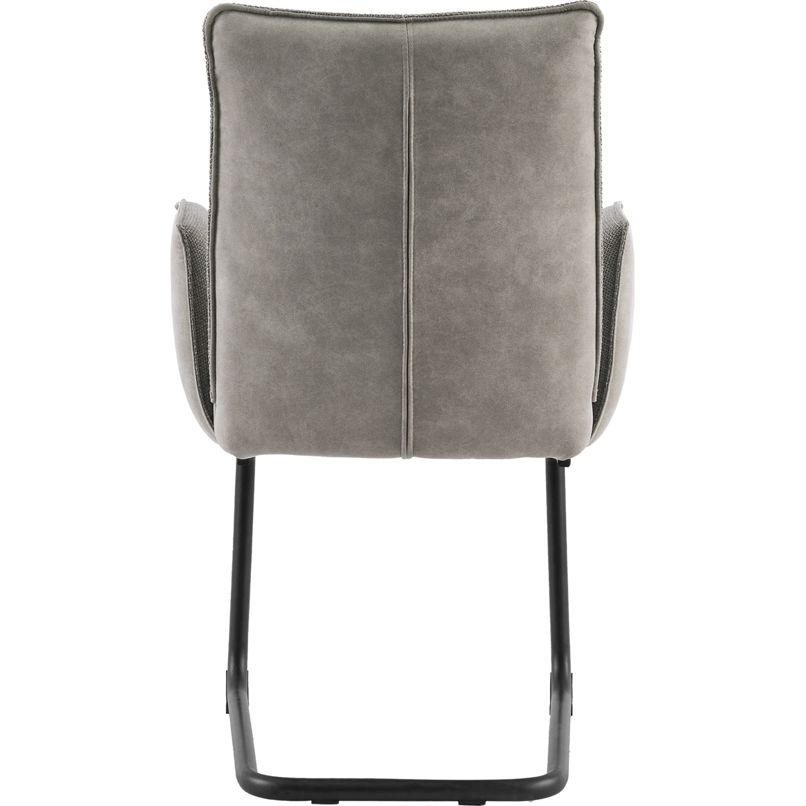 Freischwingerstuhl mit Armlehnen Lukas Kunstlederoptik/Stoff grau, Gestell Metall schwarz