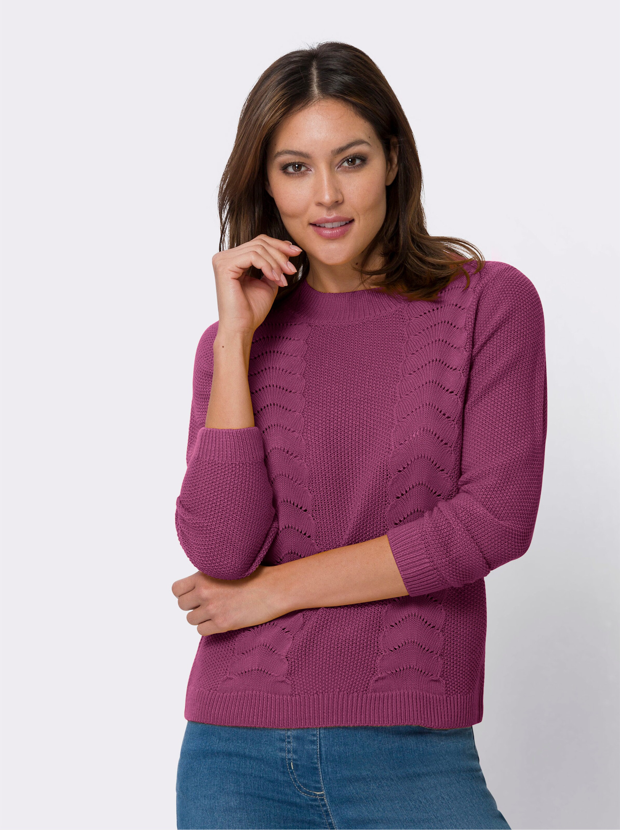 Langarm-Pullover mit Strickmuster
