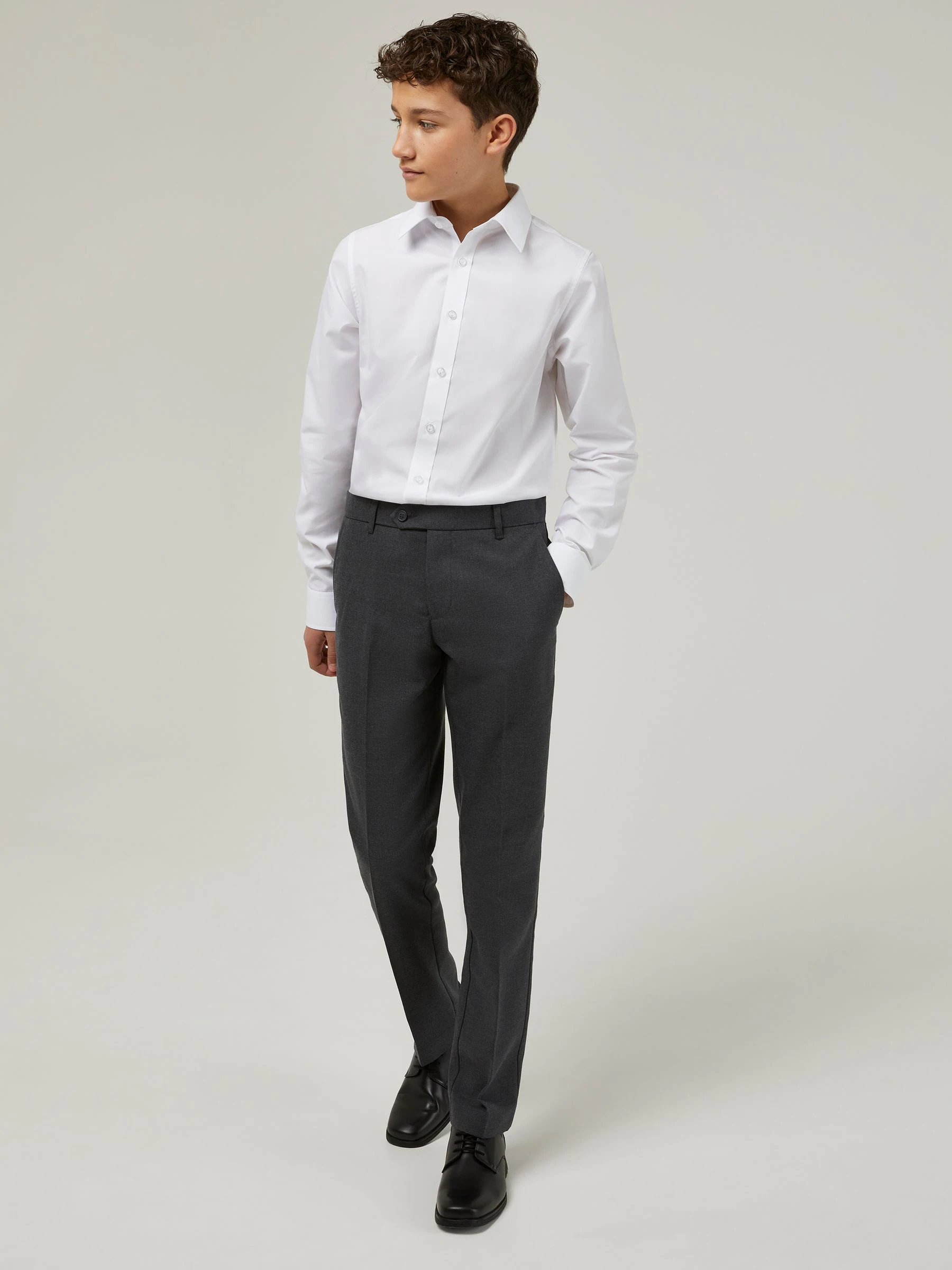 Trutex - Verpakking van 3 witte schooloverhemden met lange mouwen en regular fit