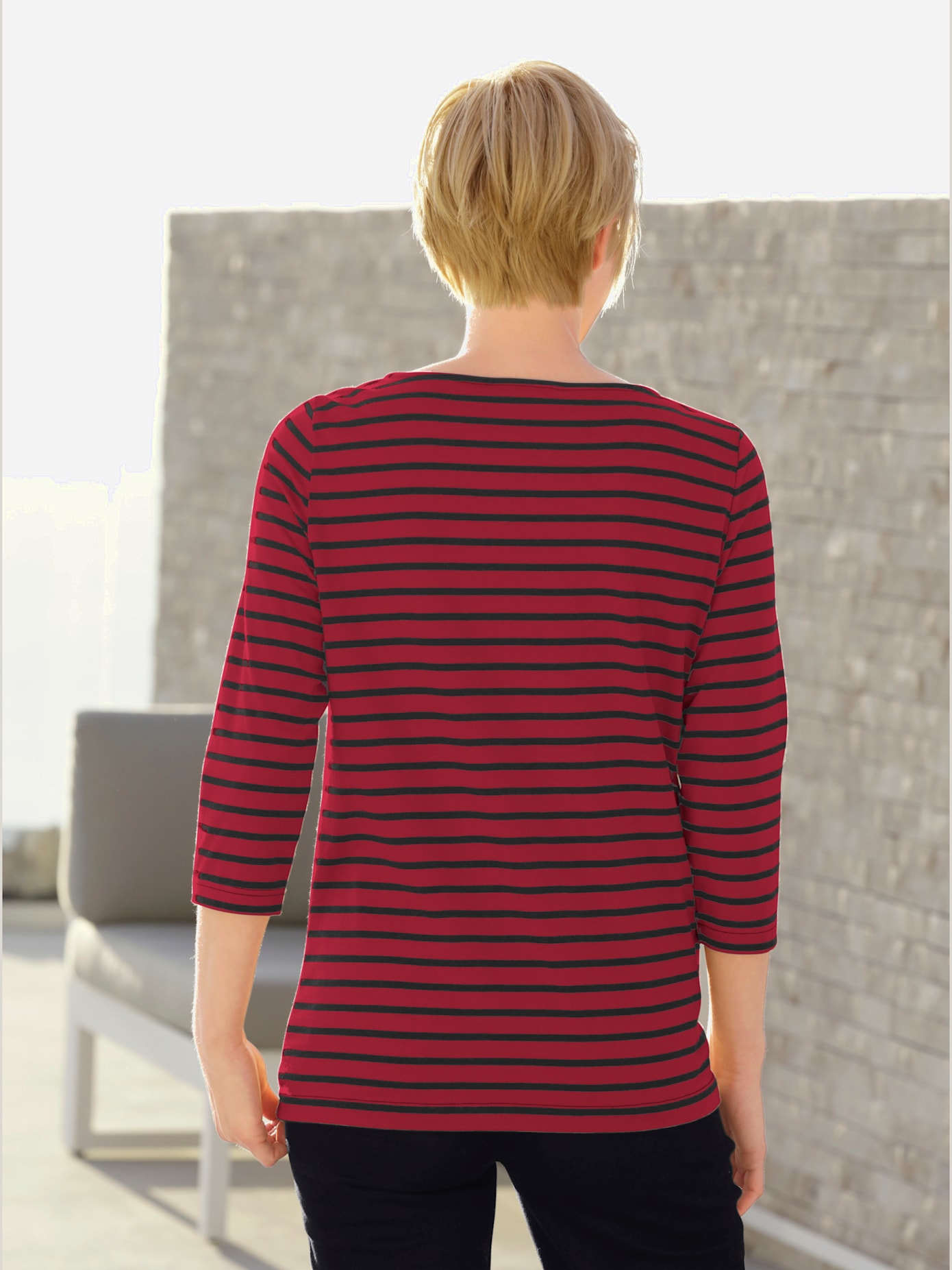 T-shirt rayé col bateau manches longues