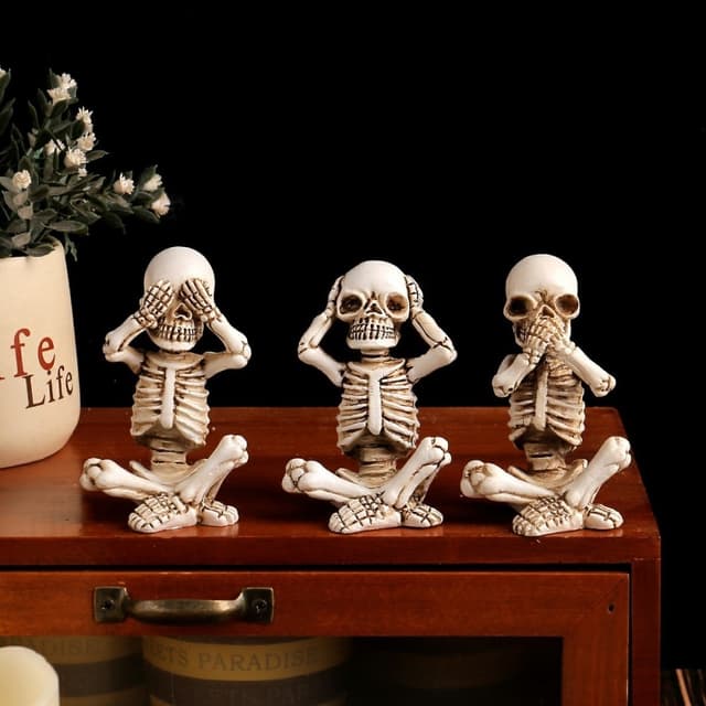 3 STK Halloween Uhyggelig Horror Ornament Skræmmende dekoration Siddende skelet