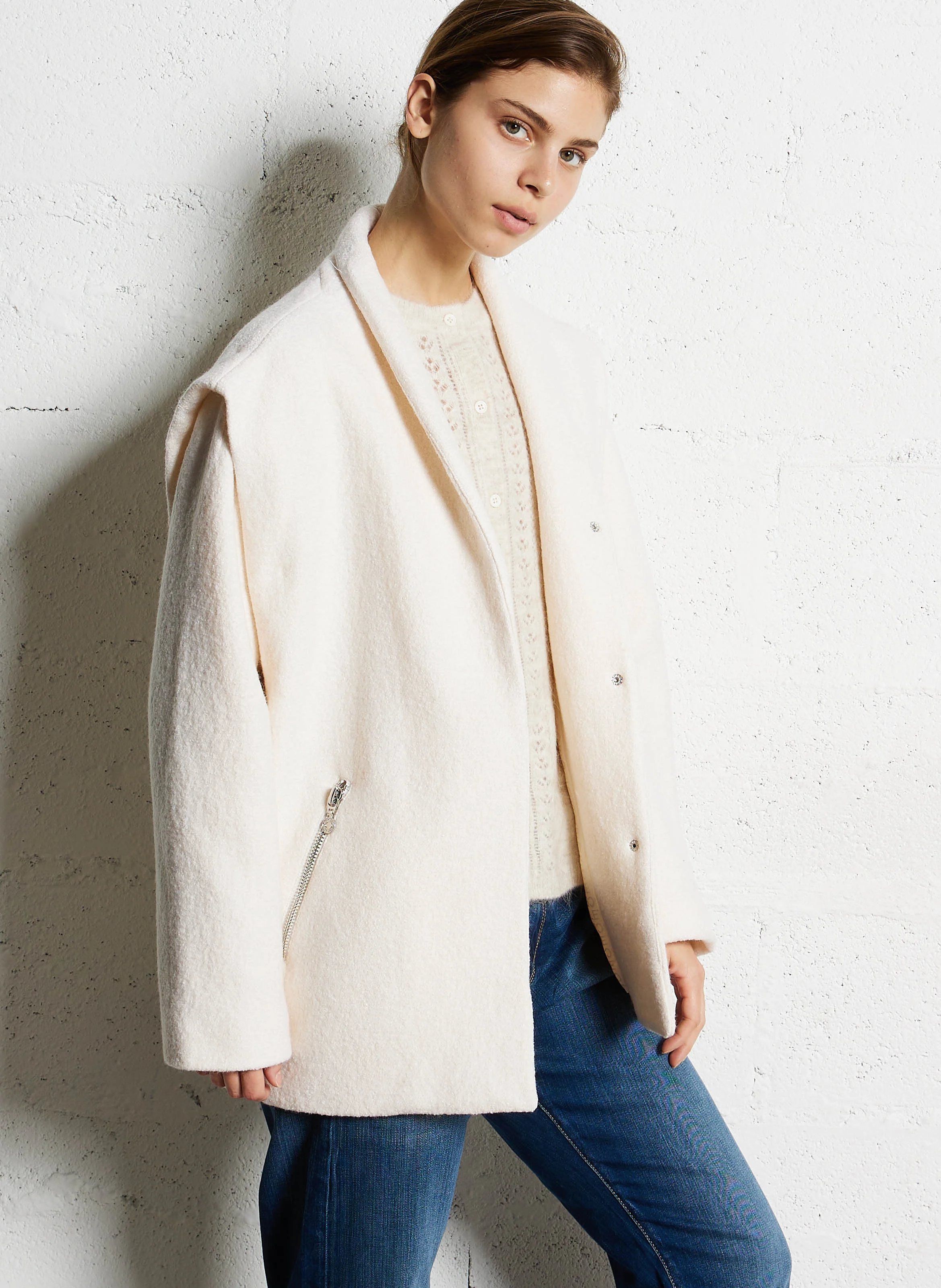 SHINN - Veste col montant| Blanc