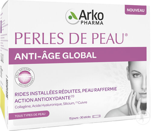 Arkopharma Perles De Peau Anti-Âge Global Tous Types De Peaux 30 Sticks