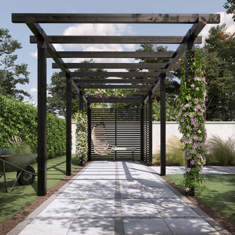PERGOLA PLUS CUBIC DOBBEL 3 MODULER INKL. TOKYO GJERDE SVART