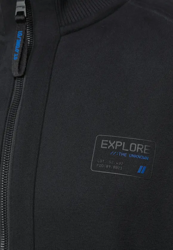 Sweatjacke mit Troyerkragen - Black