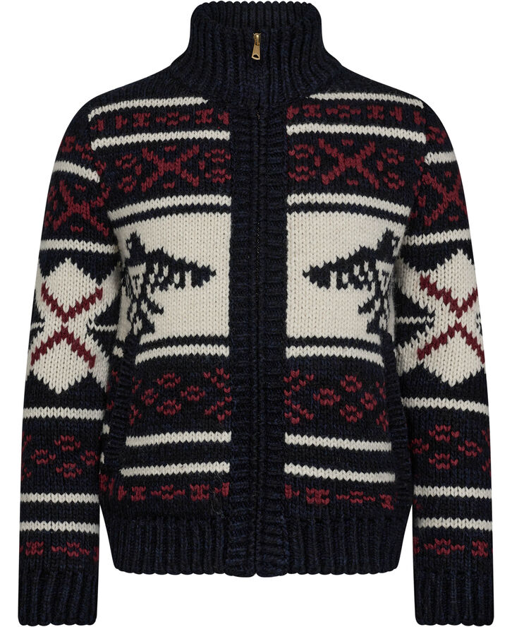 Superdry CHUNKY KNIT PATTERENED ZIPTHRU Navy multi