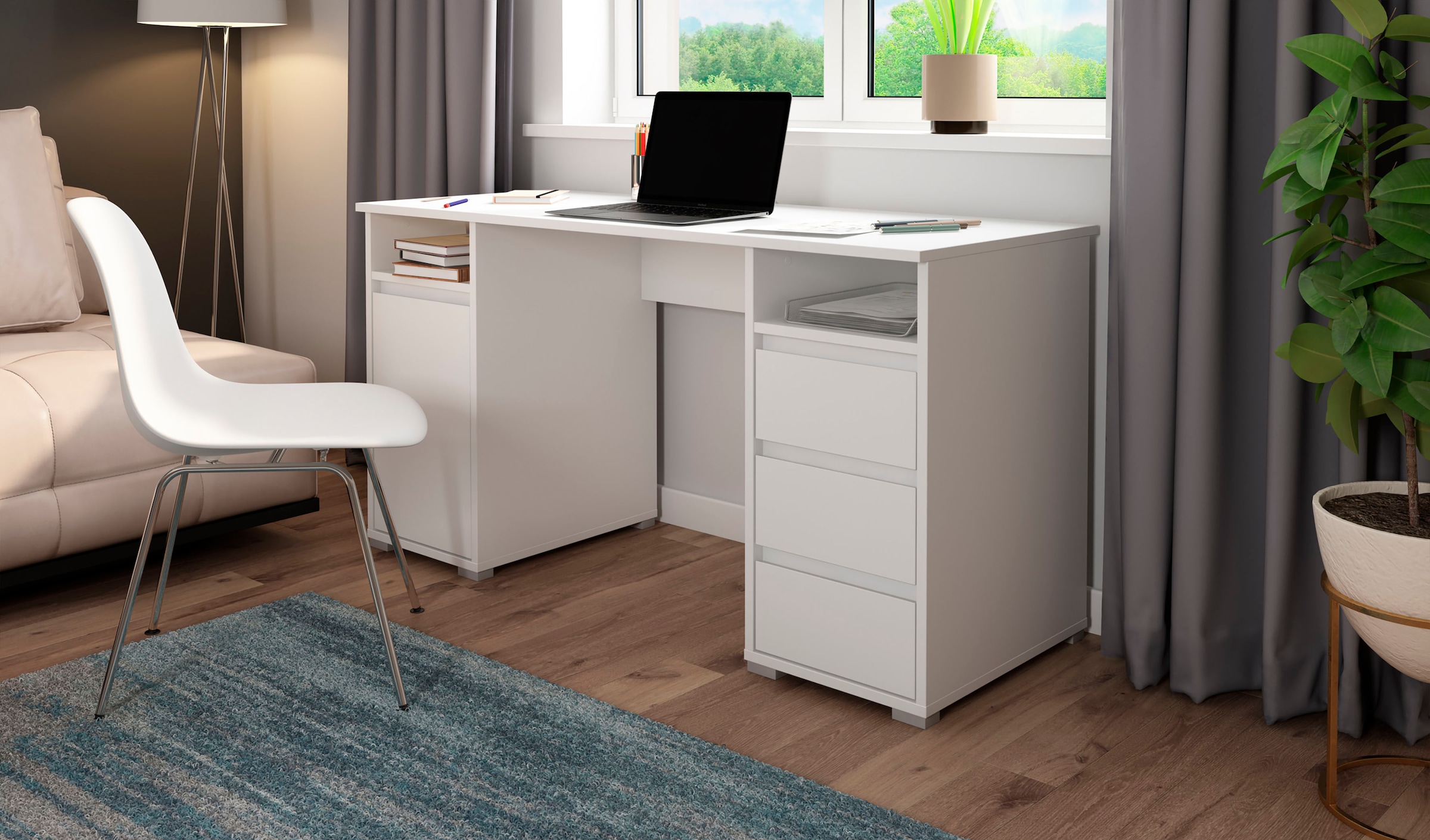 byLIVING Schreibtisch »Lobo« Breite 138 cm, Computertisch mit Schubladen, im modernen Design