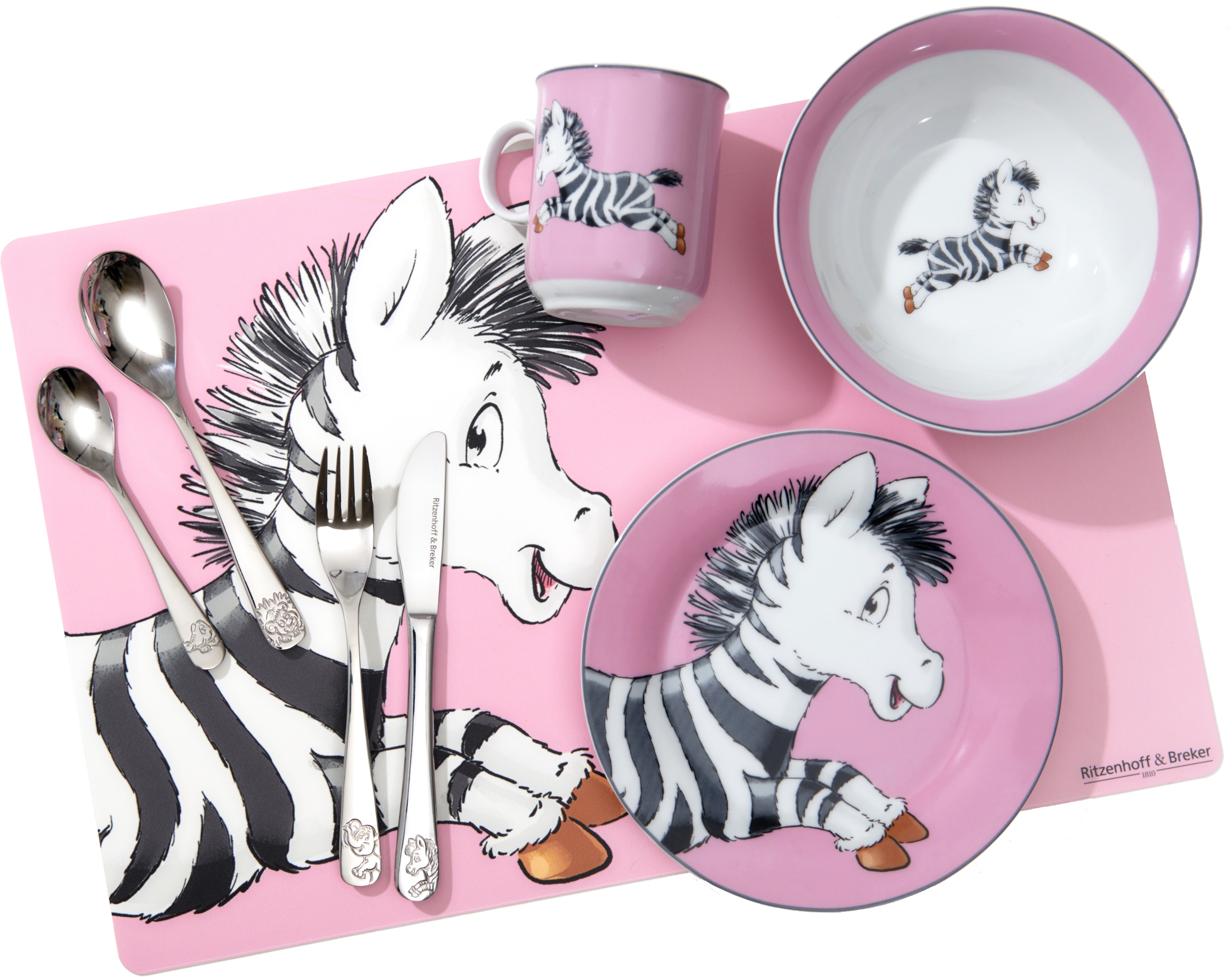 Ritzenhoff & Breker Kindergeschirr-Set »Happy Zoo, Zoe« mit Zebra-Dekor, 3 Teile, für 1 Person