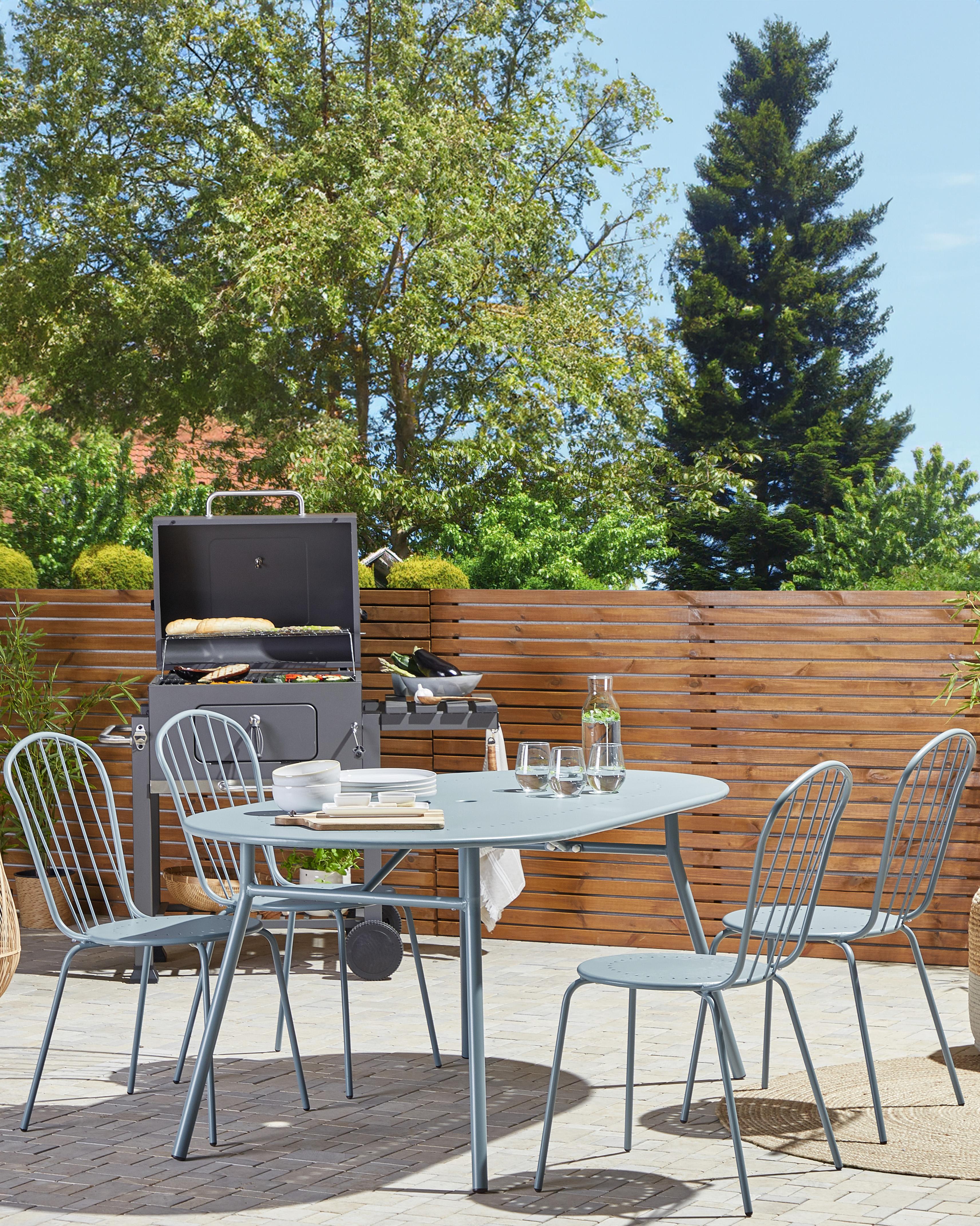 Set van 8 stoelen CALVI Metaal Lichtblauw
