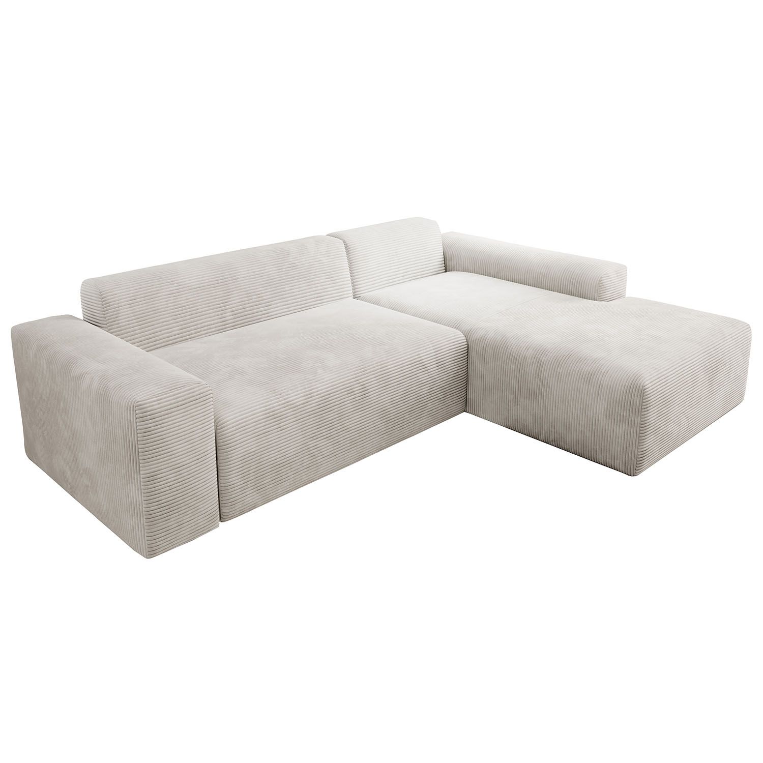 Juskys Sofa Vals Rechts mit PESO Stoff - Ecksofa Couch Wohnzimmer modern Sitzfläche - Beige