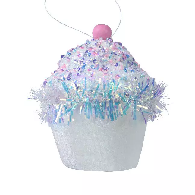 Suspension de Noël (H11 cm) Cupcake gourmand Blanc