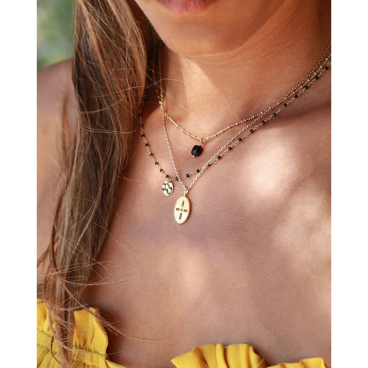 Collier pierre labradorite doré à l'or fin 24k AVA