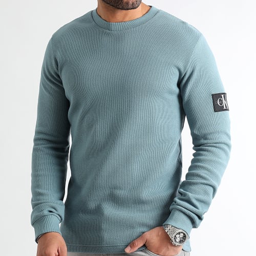 Sweat Crewneck Monogram Badge Waffle 3485 Bleu Clair
